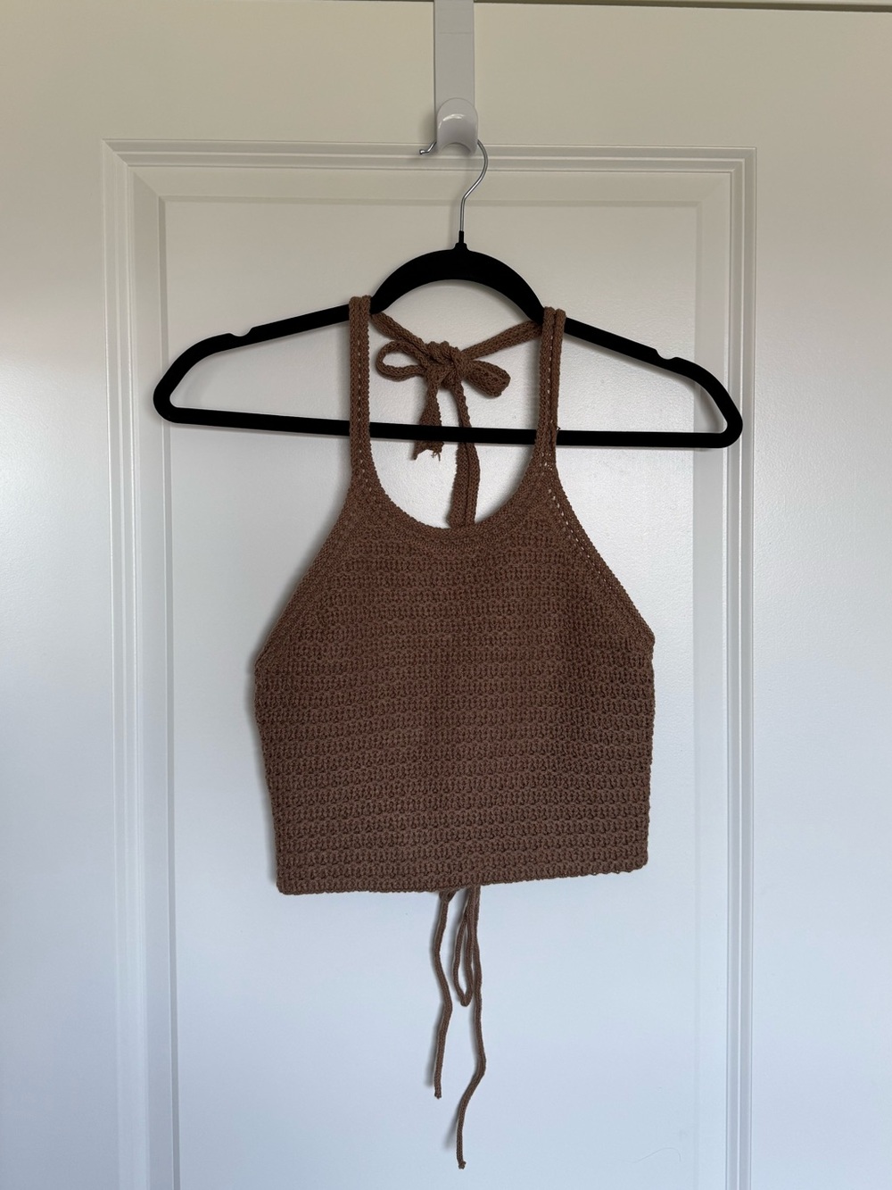 Forever 21 Brown Crochet Halter Crop Top